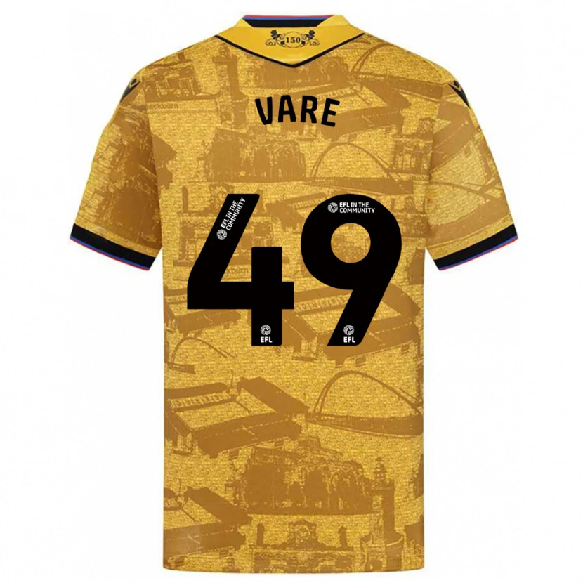 Danxen Børn Frank Vare #49 Guld Sort Udebane Spillertrøjer 2025/26 Trøje T-Shirt
