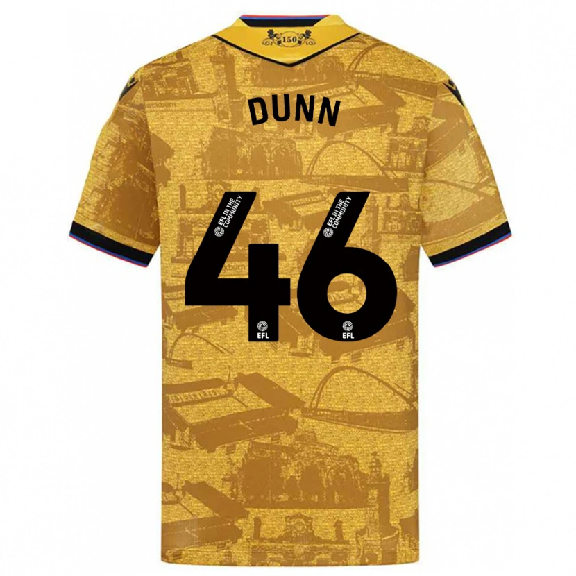 Danxen Børn Isaac Dunn #46 Guld Sort Udebane Spillertrøjer 2025/26 Trøje T-Shirt