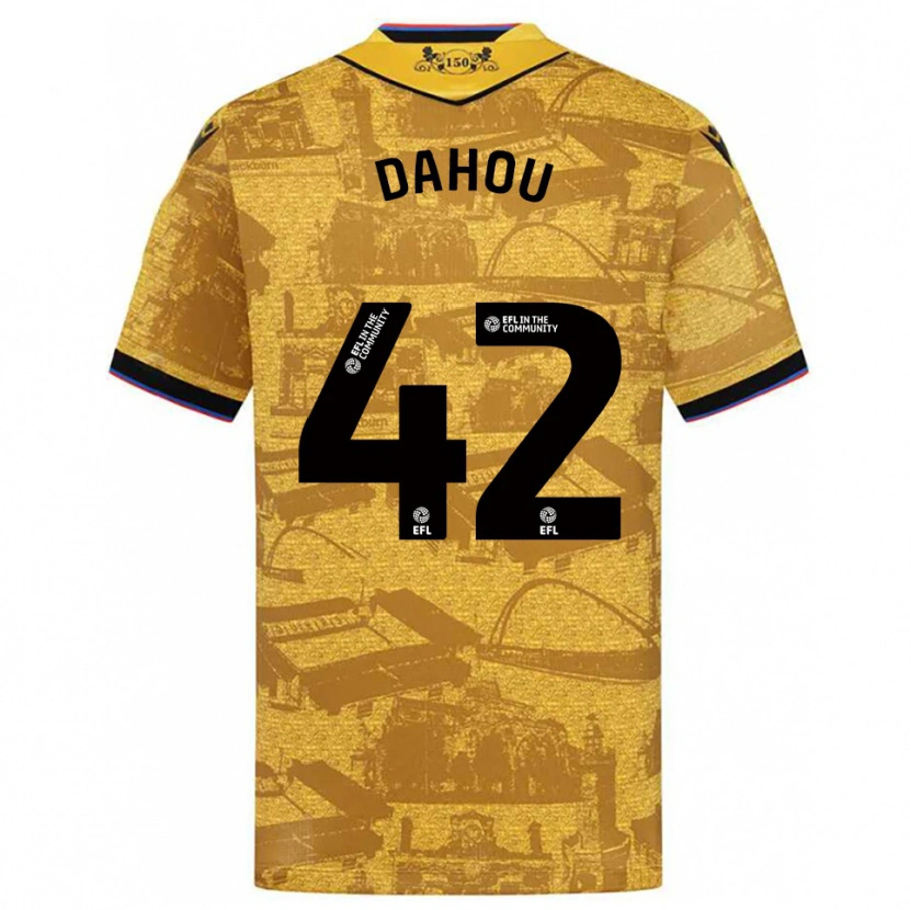 Danxen Børn Jemima Dahou #42 Guld Sort Udebane Spillertrøjer 2025/26 Trøje T-Shirt