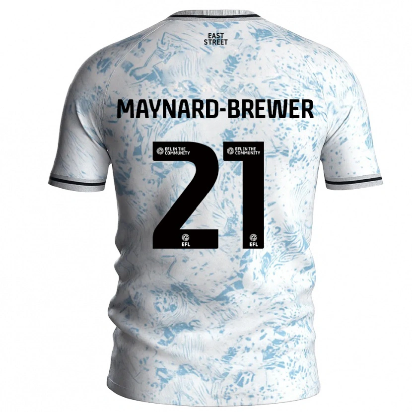Danxen Børn Ashley Maynard-Brewer #21 Hvid Himmelblå Udebane Spillertrøjer 2025/26 Trøje T-Shirt
