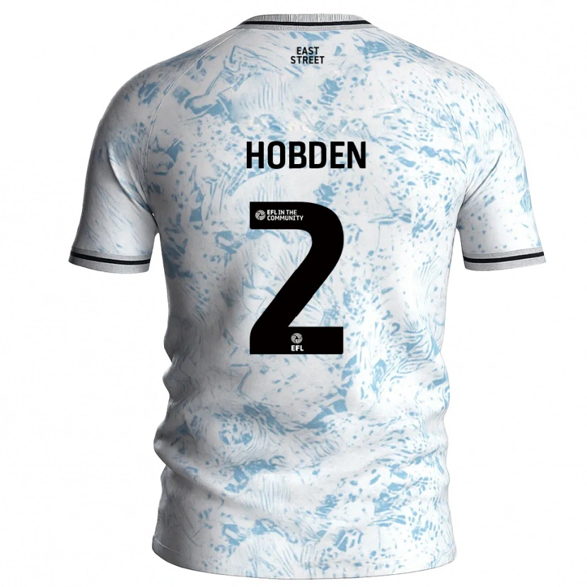 Danxen Børn Ollie Hobden #2 Hvid Himmelblå Udebane Spillertrøjer 2025/26 Trøje T-Shirt