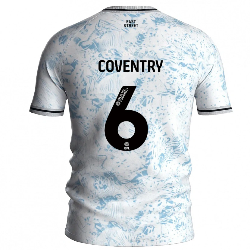 Danxen Børn Conor Coventry #6 Hvid Himmelblå Udebane Spillertrøjer 2025/26 Trøje T-Shirt