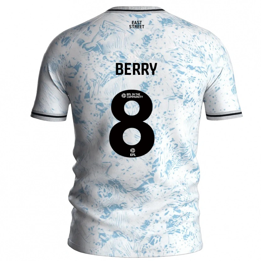Danxen Børn Luke Berry #8 Hvid Himmelblå Udebane Spillertrøjer 2025/26 Trøje T-Shirt