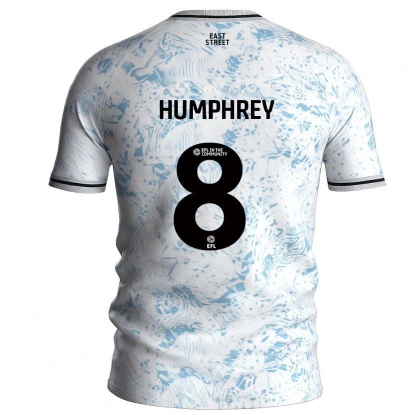 Danxen Børn Carla Humphrey #8 Hvid Himmelblå Udebane Spillertrøjer 2025/26 Trøje T-Shirt
