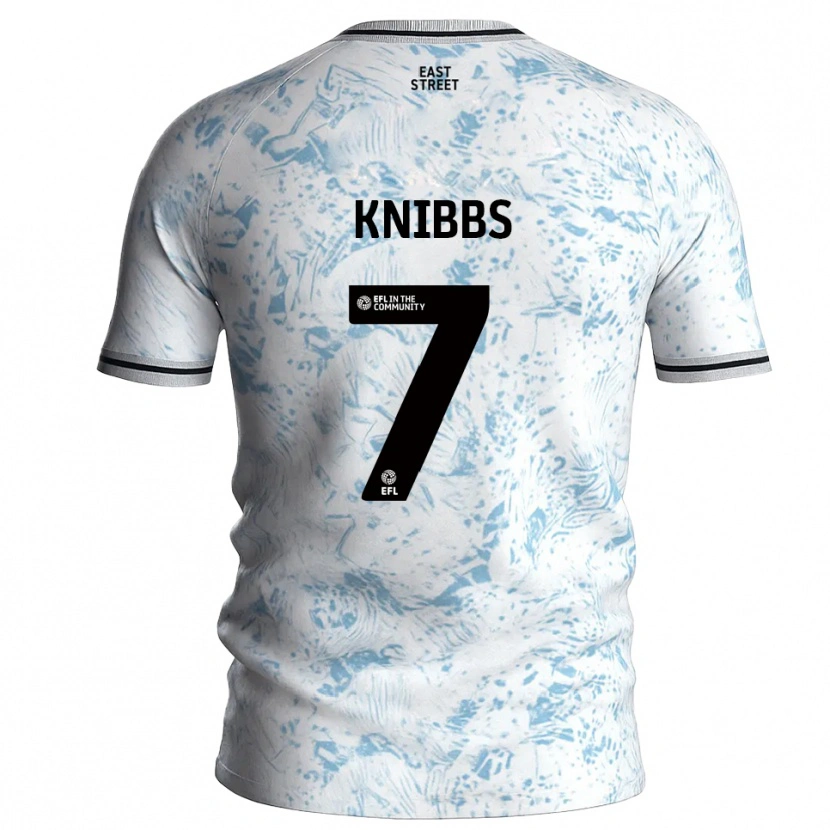 Danxen Børn Harvey Knibbs #7 Hvid Himmelblå Udebane Spillertrøjer 2025/26 Trøje T-Shirt