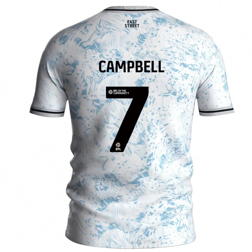Danxen Børn Tyreece Campbell #7 Hvid Himmelblå Udebane Spillertrøjer 2025/26 Trøje T-Shirt