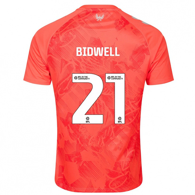 Danxen Børn Jake Bidwell #21 Orange Hvid Udebane Spillertrøjer 2025/26 Trøje T-Shirt