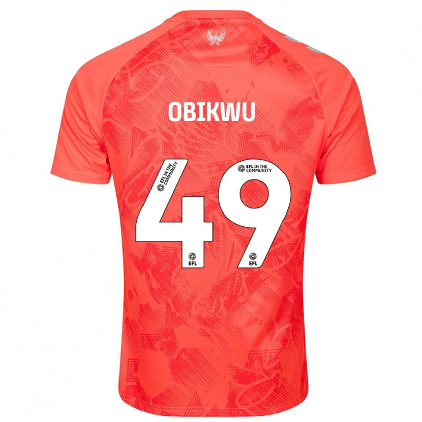 Danxen Børn Justin Obikwu #49 Orange Hvid Udebane Spillertrøjer 2025/26 Trøje T-Shirt