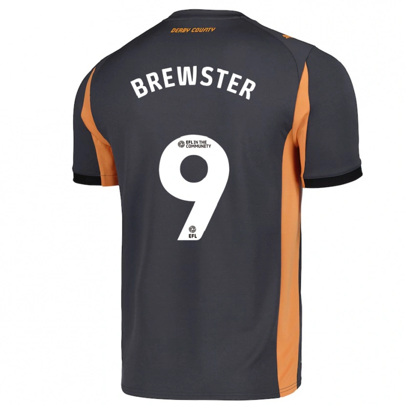 Danxen Børn Rhian Brewster #9 Grå Orange Sort Udebane Spillertrøjer 2025/26 Trøje T-Shirt
