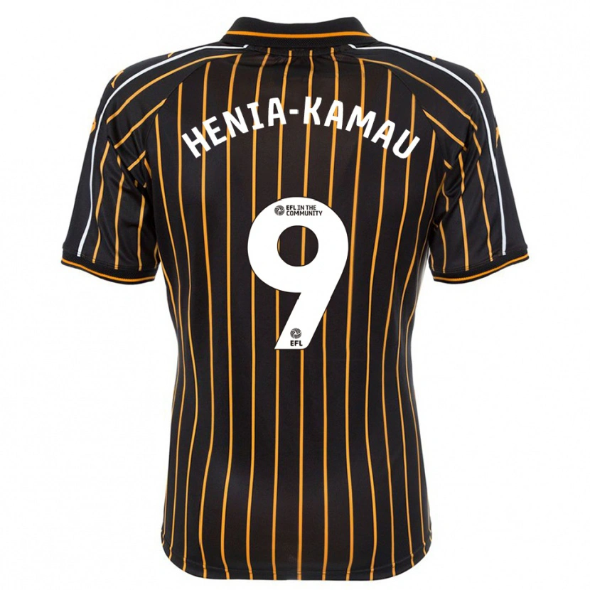 Danxen Børn Sammy Henia-Kamau #9 Hvid Sort Udebane Spillertrøjer 2025/26 Trøje T-Shirt