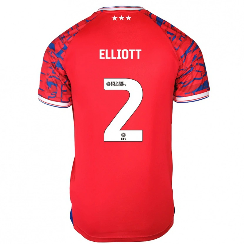 Danxen Børn Leon Elliott #2 Rød Blå Udebane Spillertrøjer 2025/26 Trøje T-Shirt