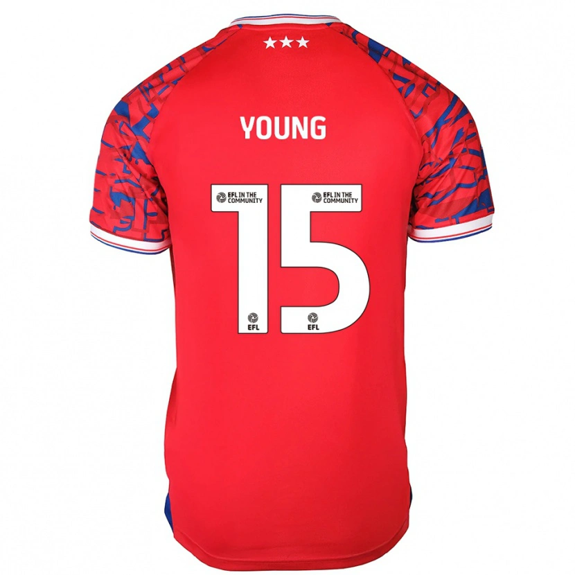 Danxen Børn Ashley Young #15 Rød Blå Udebane Spillertrøjer 2025/26 Trøje T-Shirt