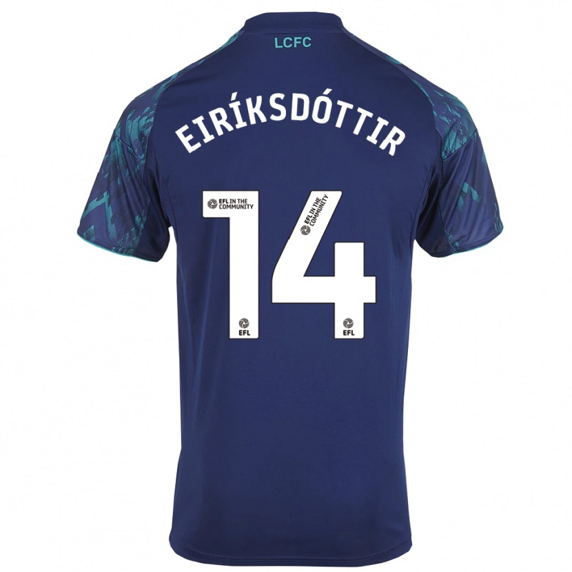 Danxen Børn Hlín Eiríksdóttir #14 Marinegrøn Hvid Udebane Spillertrøjer 2025/26 Trøje T-Shirt