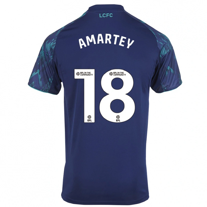 Danxen Børn Daniel Amartey #18 Marinegrøn Hvid Udebane Spillertrøjer 2025/26 Trøje T-Shirt
