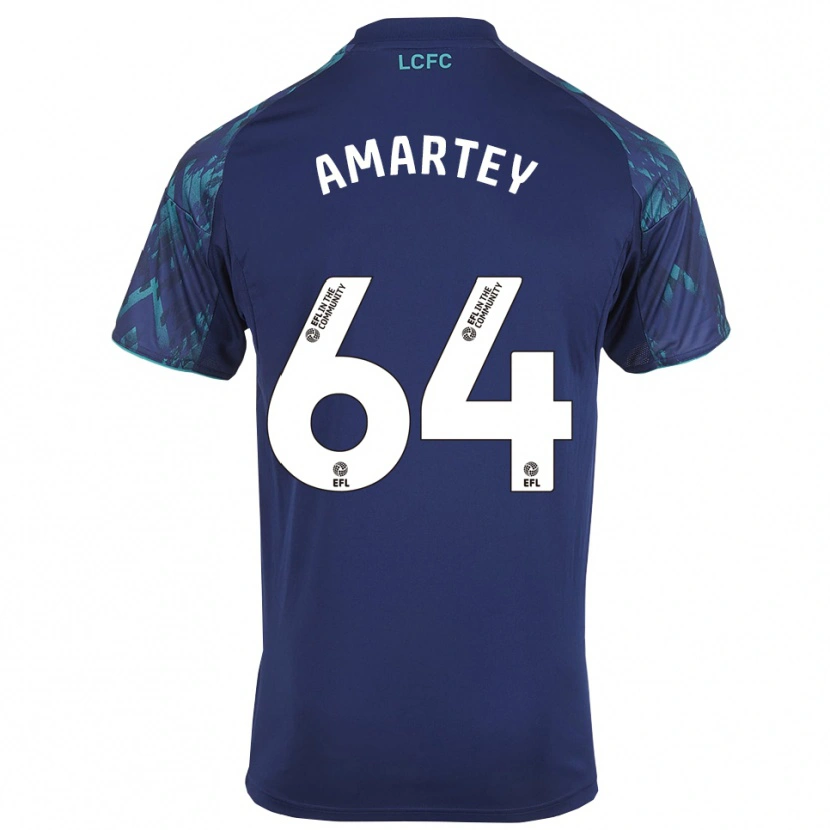 Danxen Børn Bobby Amartey #64 Marinegrøn Hvid Udebane Spillertrøjer 2025/26 Trøje T-Shirt