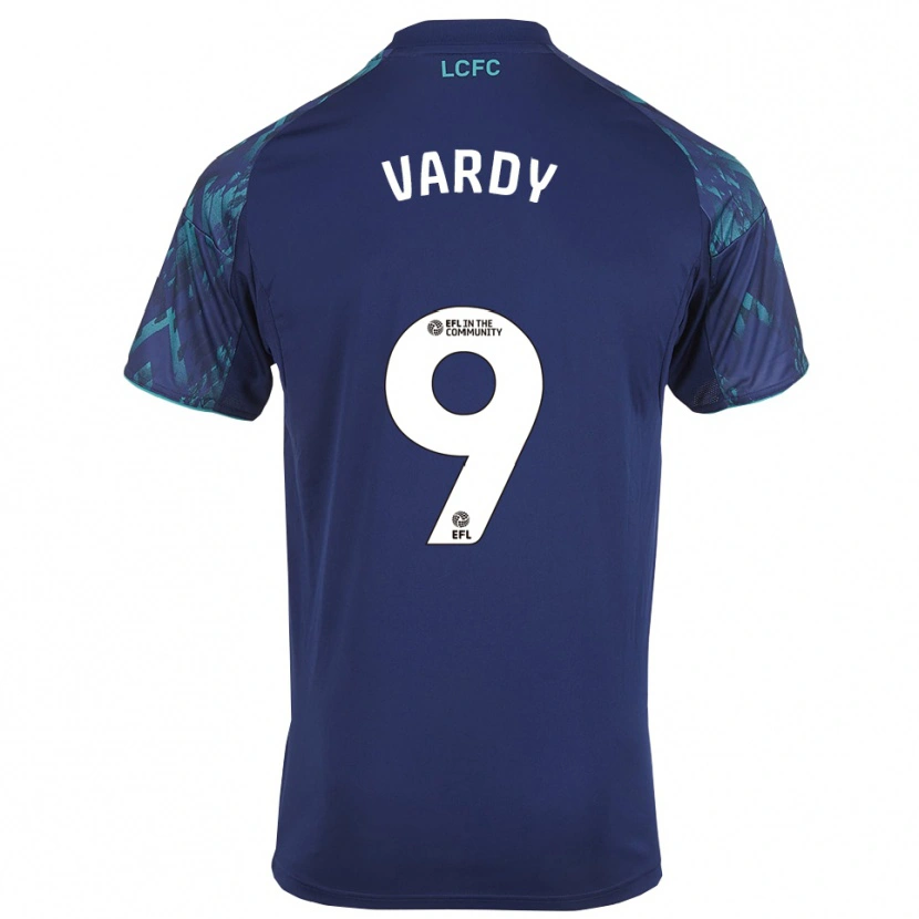 Danxen Børn Jamie Vardy #9 Marinegrøn Hvid Udebane Spillertrøjer 2025/26 Trøje T-Shirt