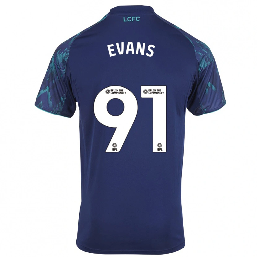 Danxen Børn Jake Evans #91 Marinegrøn Hvid Udebane Spillertrøjer 2025/26 Trøje T-Shirt
