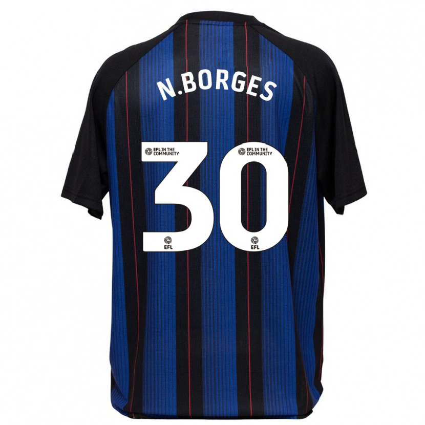 Danxen Børn Neto Borges #30 Blå Sort Udebane Spillertrøjer 2025/26 Trøje T-Shirt