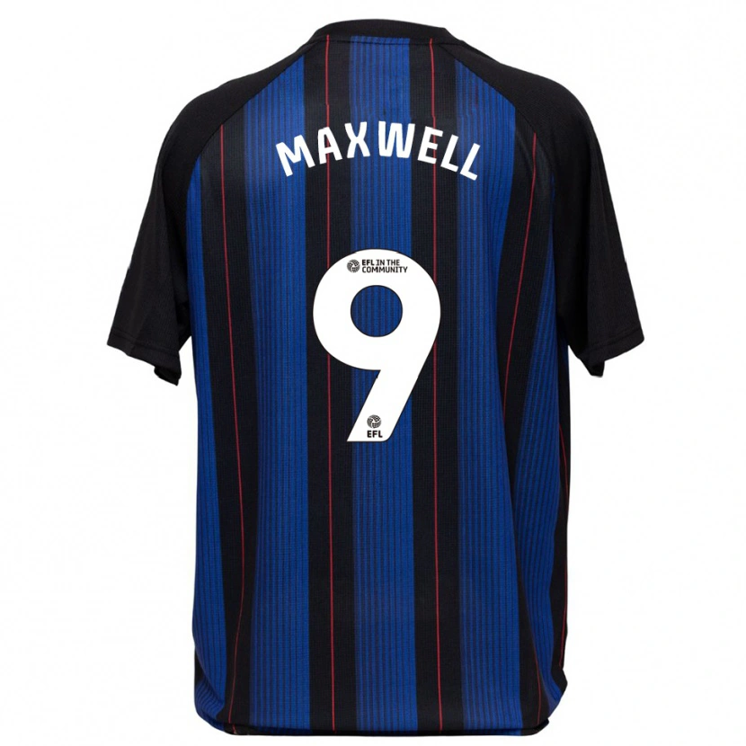 Danxen Børn Armani Maxwell #9 Blå Sort Udebane Spillertrøjer 2025/26 Trøje T-Shirt