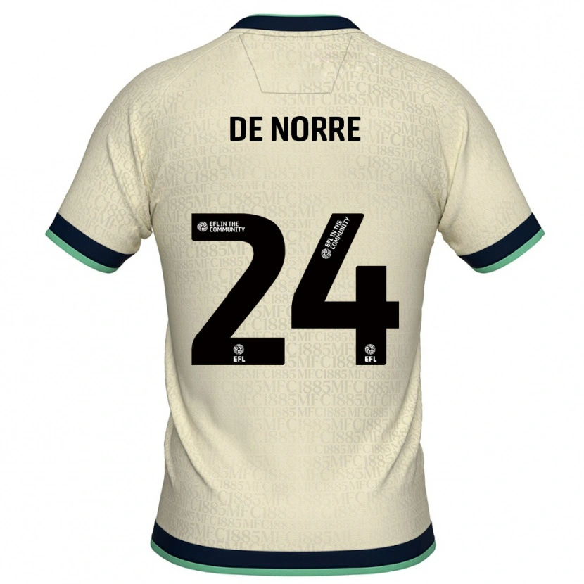 Danxen Børn Casper De Norre #24 Champagne Marine Udebane Spillertrøjer 2025/26 Trøje T-Shirt