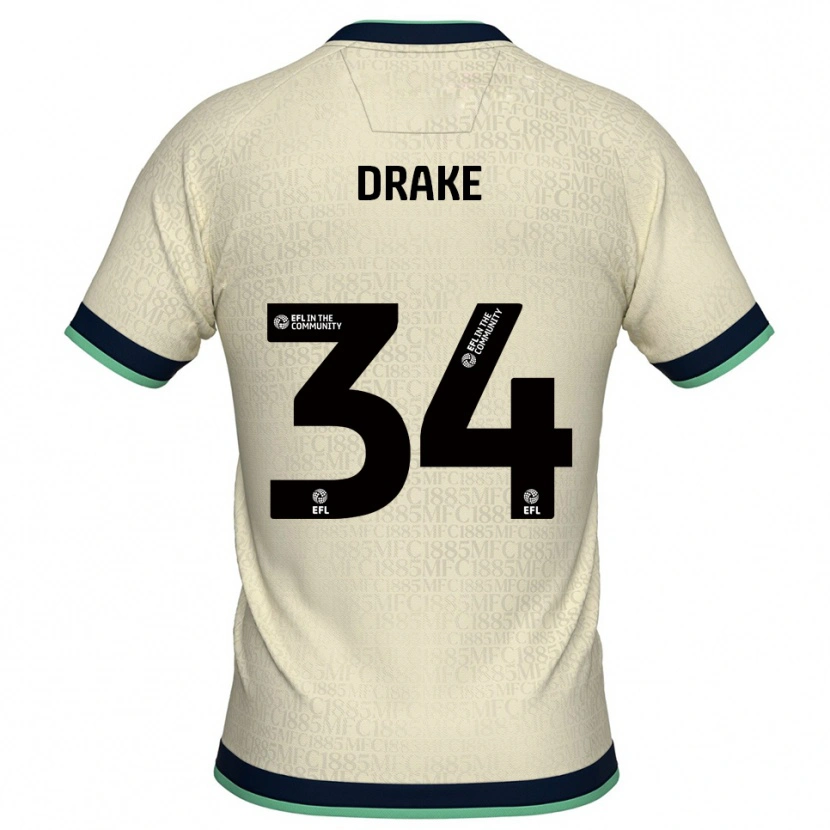 Danxen Børn Ben Drake #34 Champagne Marine Udebane Spillertrøjer 2025/26 Trøje T-Shirt