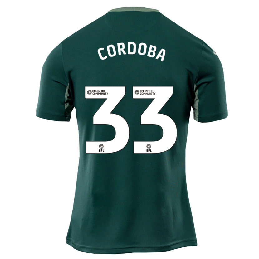 Danxen Børn José Córdoba #33 Grøn Hvid Lilla Udebane Spillertrøjer 2025/26 Trøje T-Shirt