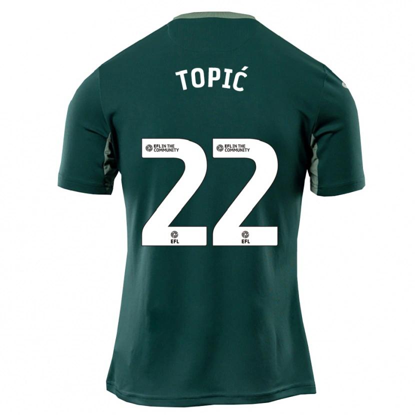 Danxen Børn Mirko Topić #22 Grøn Hvid Lilla Udebane Spillertrøjer 2025/26 Trøje T-Shirt