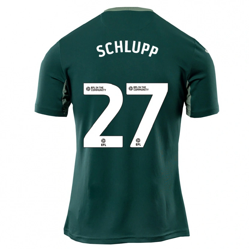 Danxen Børn Jeffrey Schlupp #27 Grøn Hvid Lilla Udebane Spillertrøjer 2025/26 Trøje T-Shirt