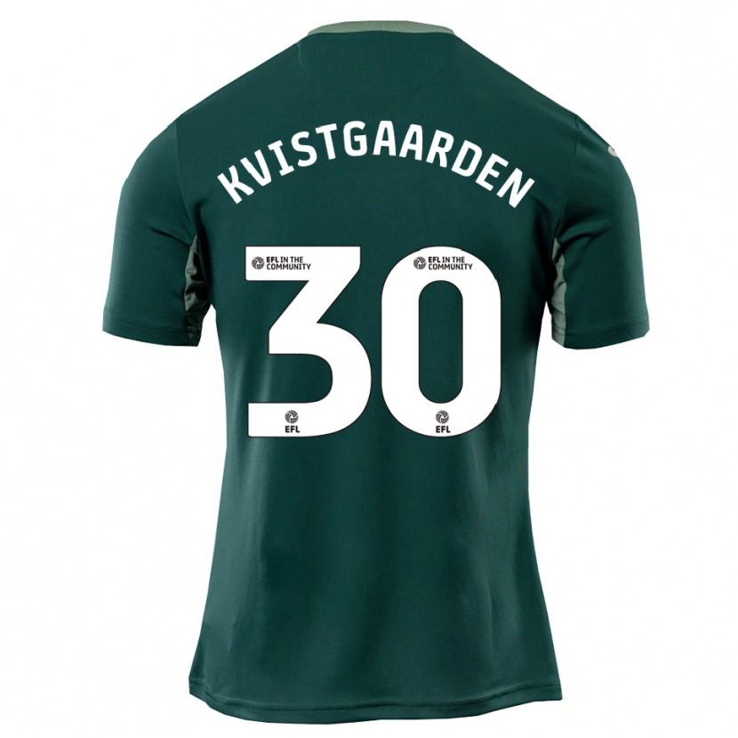 Danxen Børn Mathias Kvistgaarden #30 Grøn Hvid Lilla Udebane Spillertrøjer 2025/26 Trøje T-Shirt