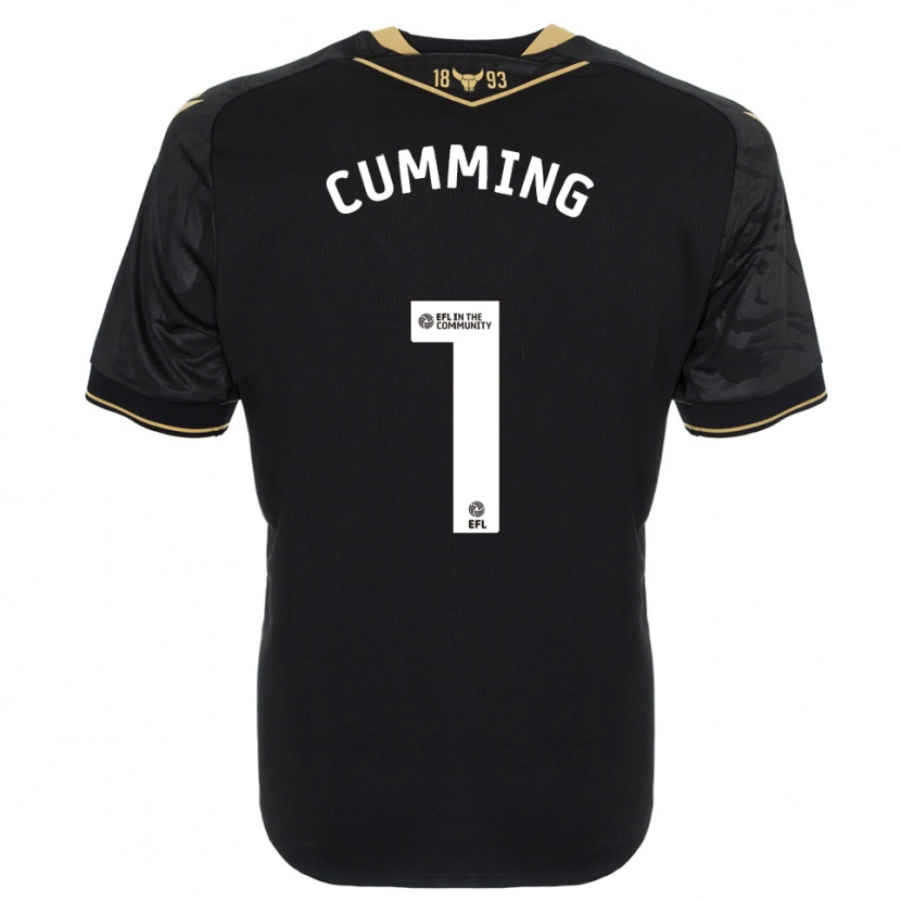 Danxen Børn Jamie Cumming #1 Sort Guld Udebane Spillertrøjer 2025/26 Trøje T-Shirt