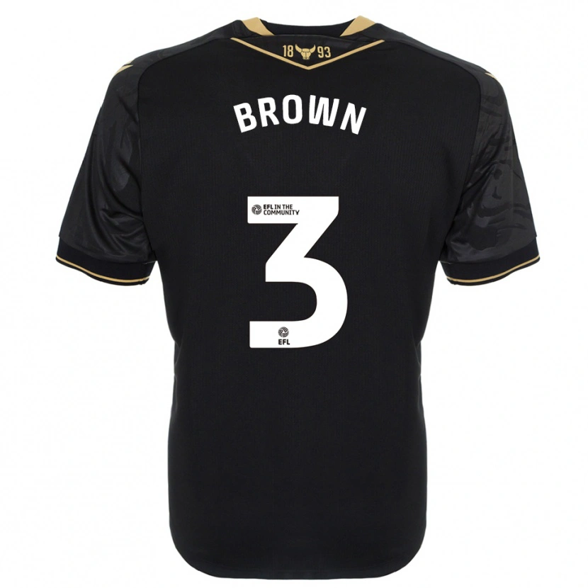 Danxen Børn Ciaron Brown #3 Sort Guld Udebane Spillertrøjer 2025/26 Trøje T-Shirt