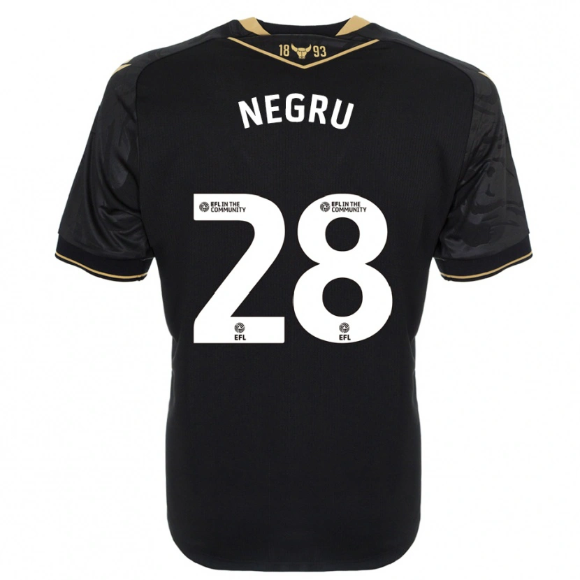 Danxen Børn Stephan Negru #28 Sort Guld Udebane Spillertrøjer 2025/26 Trøje T-Shirt
