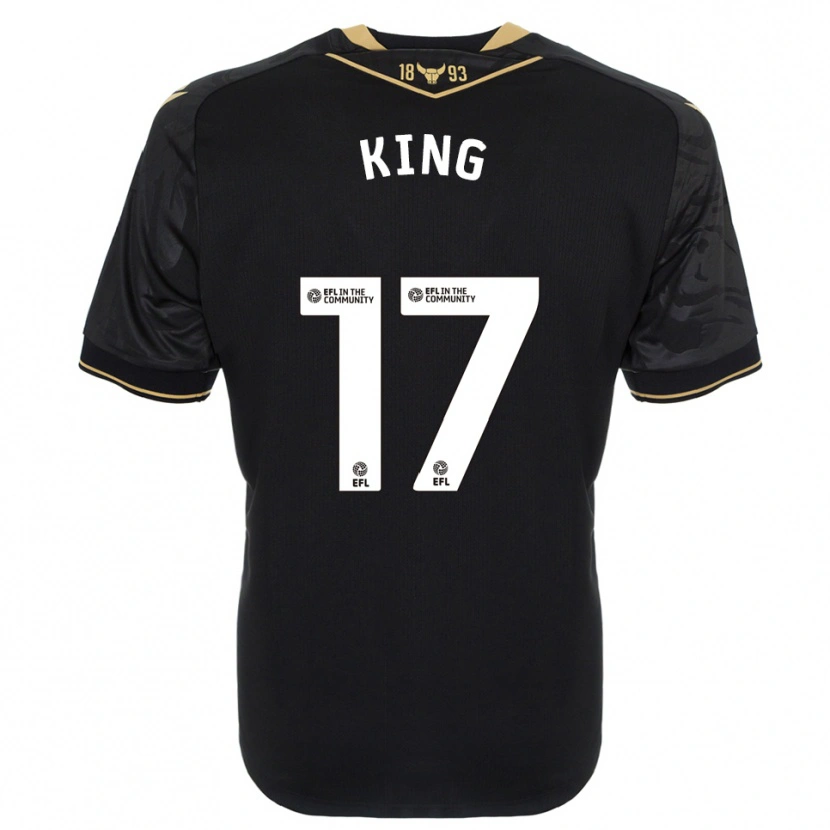 Danxen Børn Sarah King #17 Sort Guld Udebane Spillertrøjer 2025/26 Trøje T-Shirt