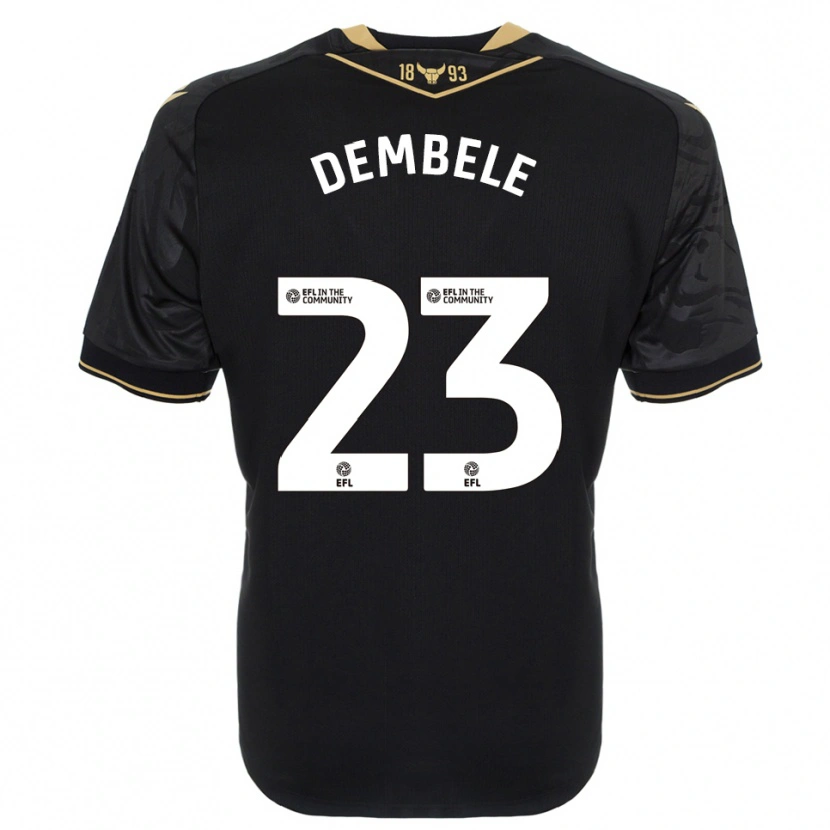 Danxen Børn Siriki Dembélé #23 Sort Guld Udebane Spillertrøjer 2025/26 Trøje T-Shirt