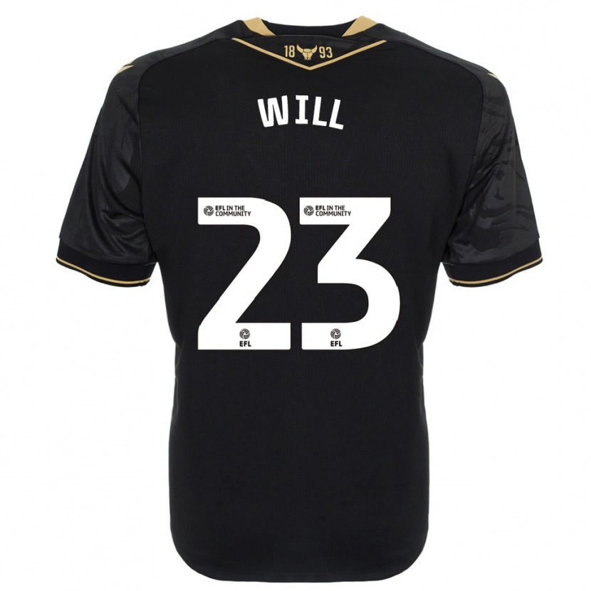 Danxen Børn Merrick Will #23 Sort Guld Udebane Spillertrøjer 2025/26 Trøje T-Shirt