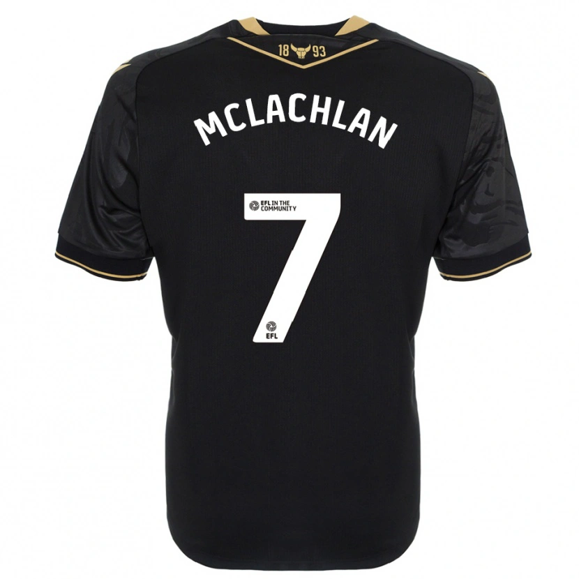 Danxen Børn Daisy Mclachlan #7 Sort Guld Udebane Spillertrøjer 2025/26 Trøje T-Shirt