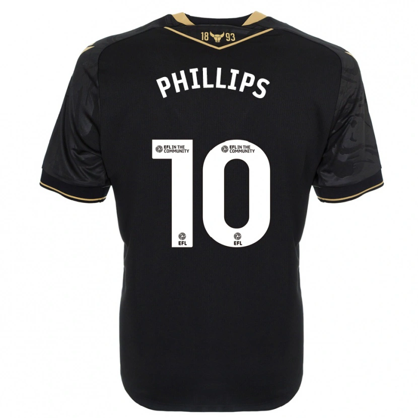 Danxen Børn Matt Phillips #10 Sort Guld Udebane Spillertrøjer 2025/26 Trøje T-Shirt