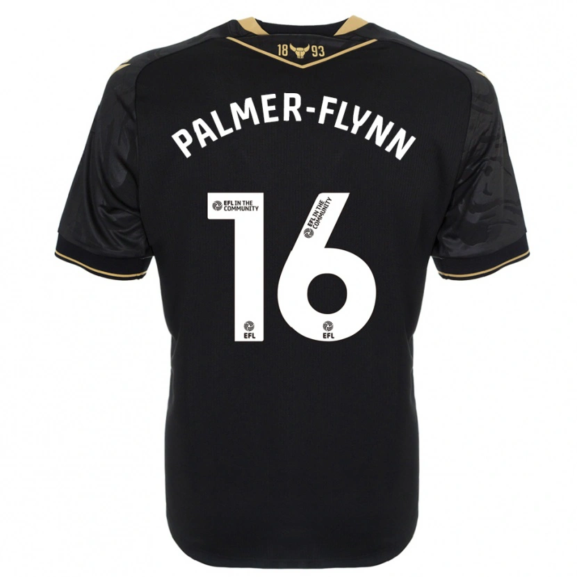 Danxen Børn Callum Palmer-Flynn #16 Sort Guld Udebane Spillertrøjer 2025/26 Trøje T-Shirt
