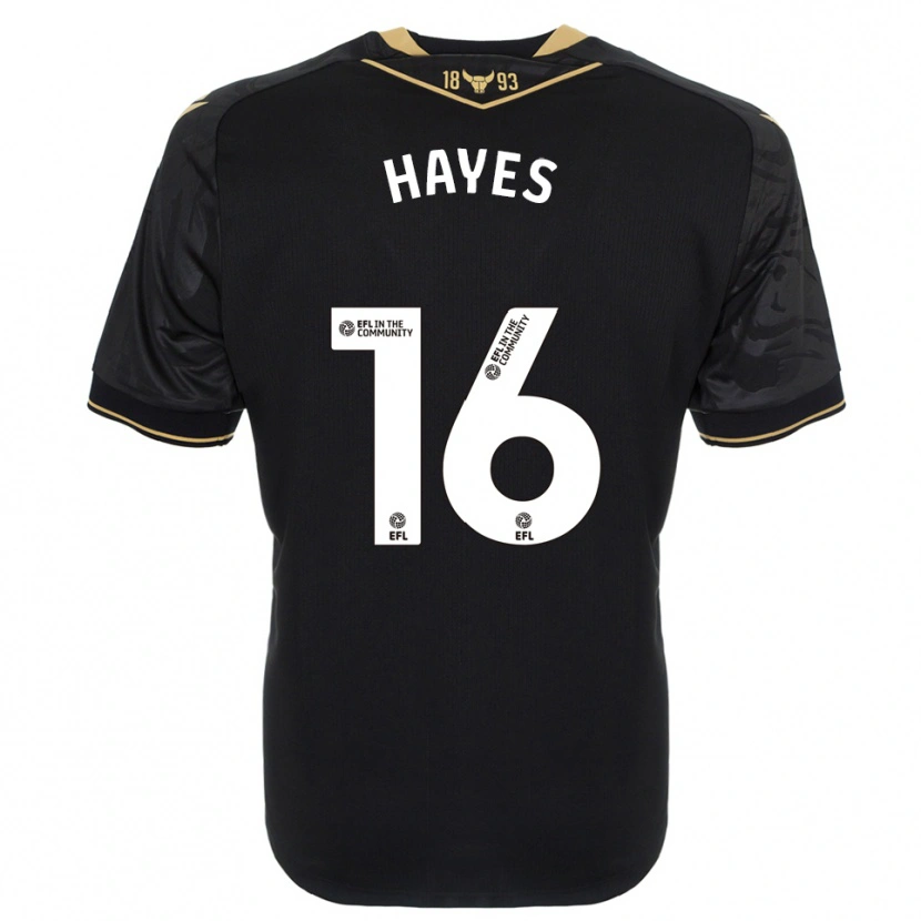Danxen Børn Georgia Hayes #16 Sort Guld Udebane Spillertrøjer 2025/26 Trøje T-Shirt