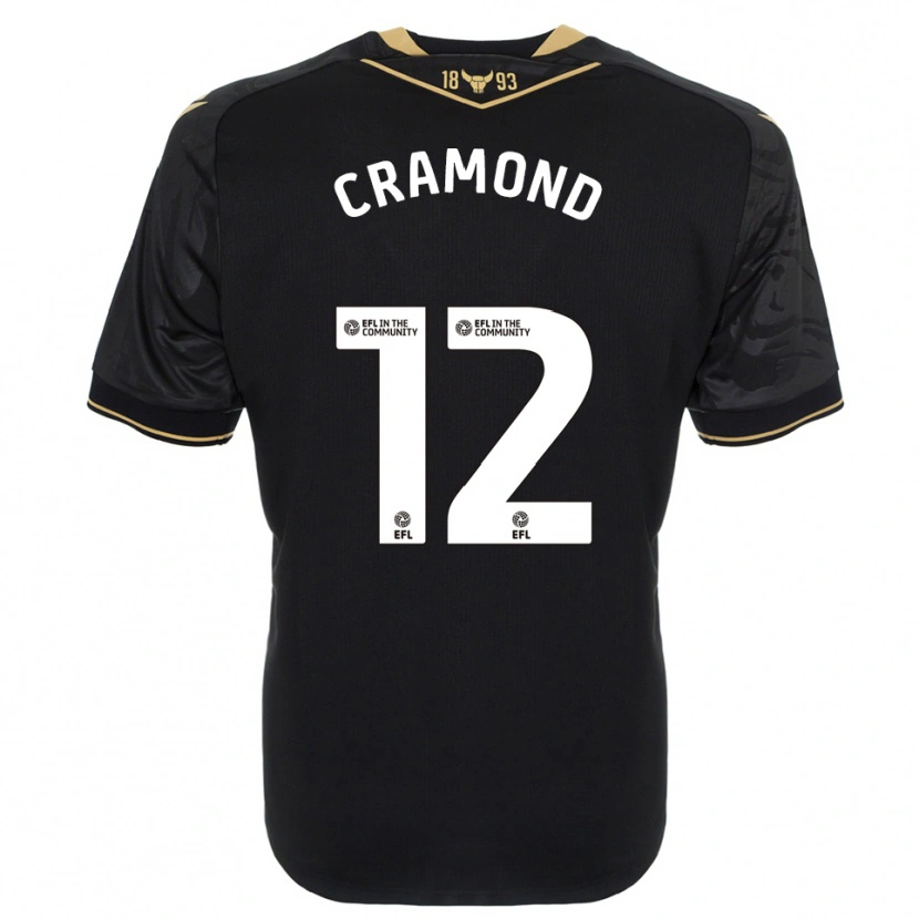 Danxen Børn Charlie Cramond #12 Sort Guld Udebane Spillertrøjer 2025/26 Trøje T-Shirt