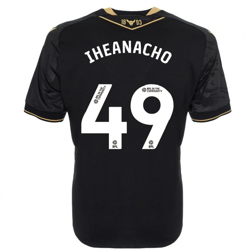 Danxen Børn Josh Iheanacho #49 Sort Guld Udebane Spillertrøjer 2025/26 Trøje T-Shirt