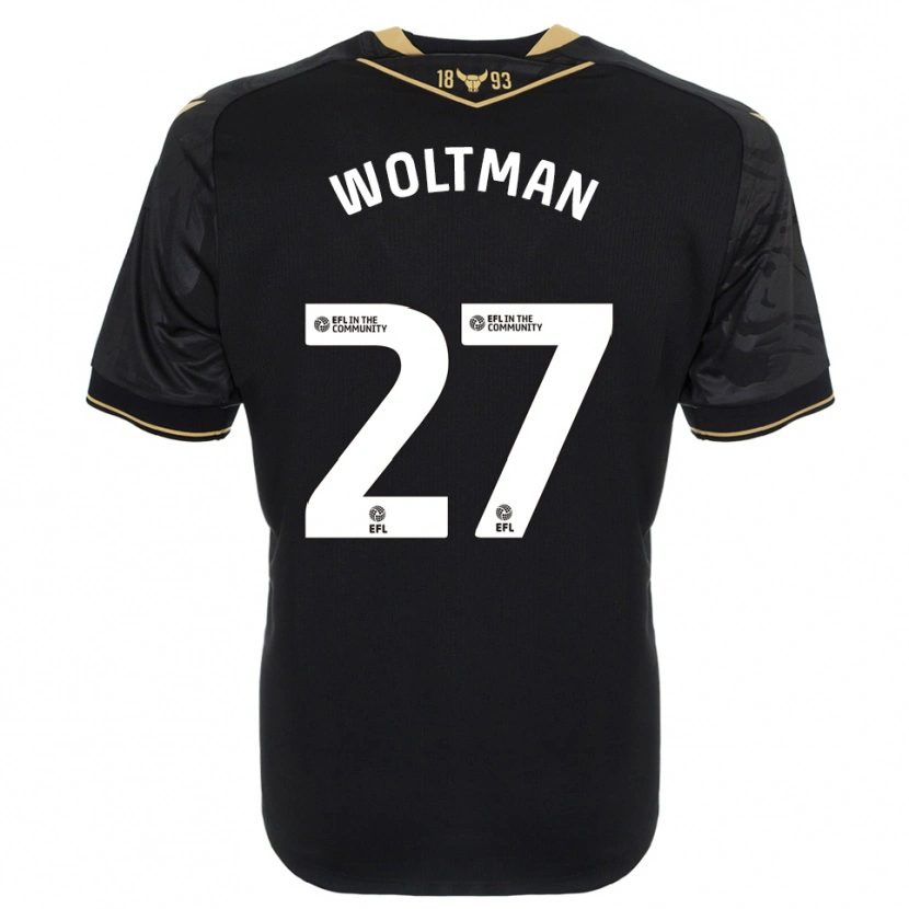 Danxen Børn Max Woltman #27 Sort Guld Udebane Spillertrøjer 2025/26 Trøje T-Shirt