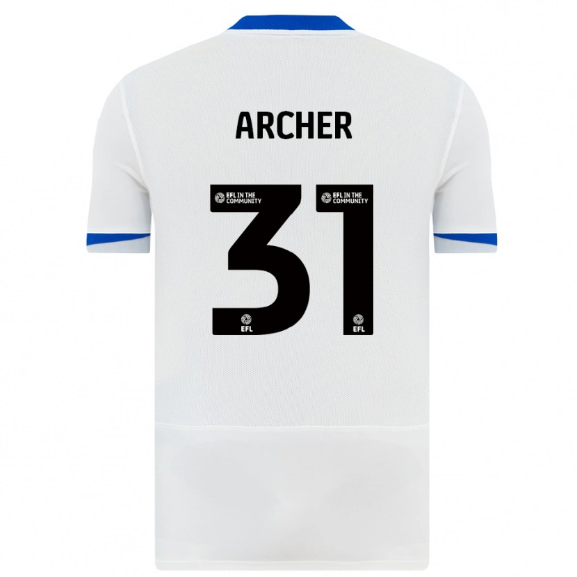 Danxen Børn Jordan Archer #31 Hvid Sort Udebane Spillertrøjer 2025/26 Trøje T-Shirt