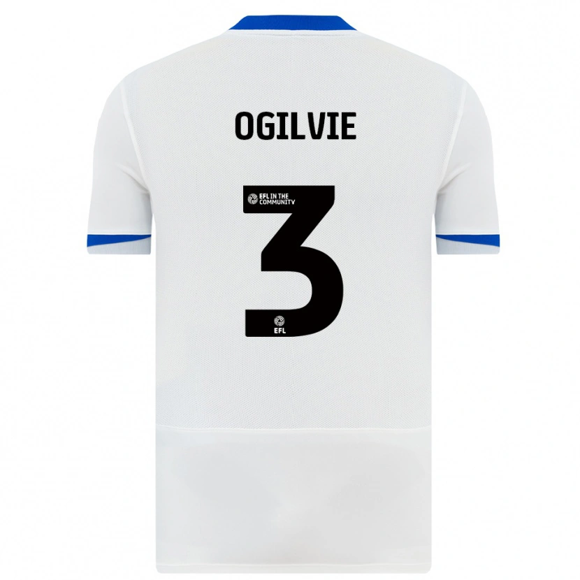 Danxen Børn Connor Ogilvie #3 Hvid Sort Udebane Spillertrøjer 2025/26 Trøje T-Shirt