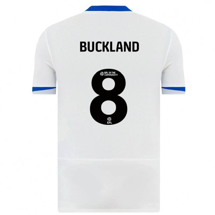 Danxen Børn Reggie Buckland #8 Hvid Sort Udebane Spillertrøjer 2025/26 Trøje T-Shirt