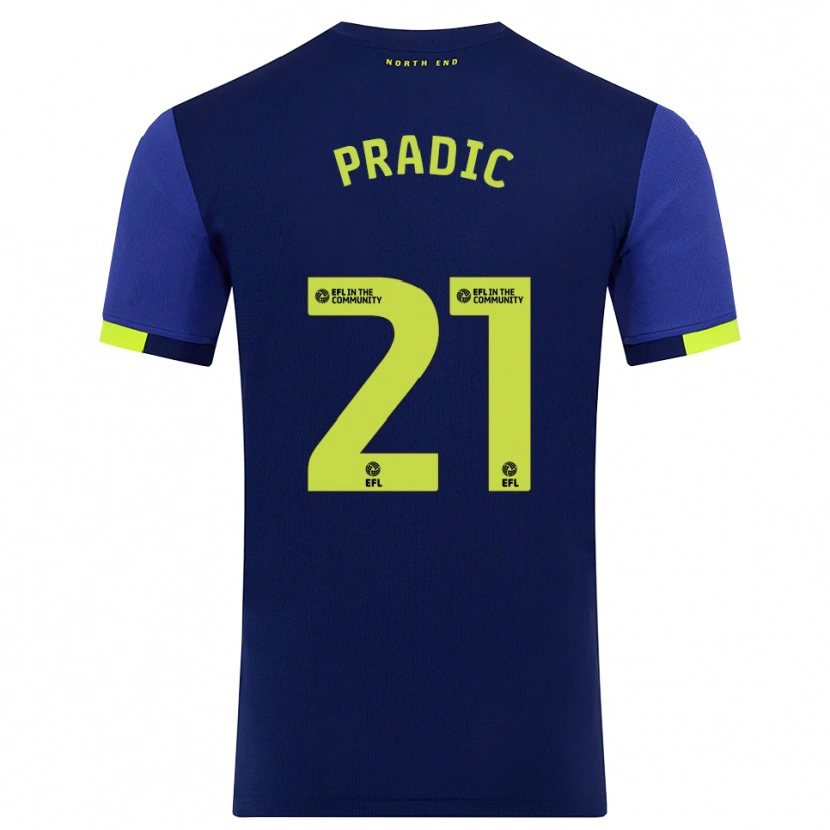 Danxen Børn James Pradic #21 Marine Gul Udebane Spillertrøjer 2025/26 Trøje T-Shirt
