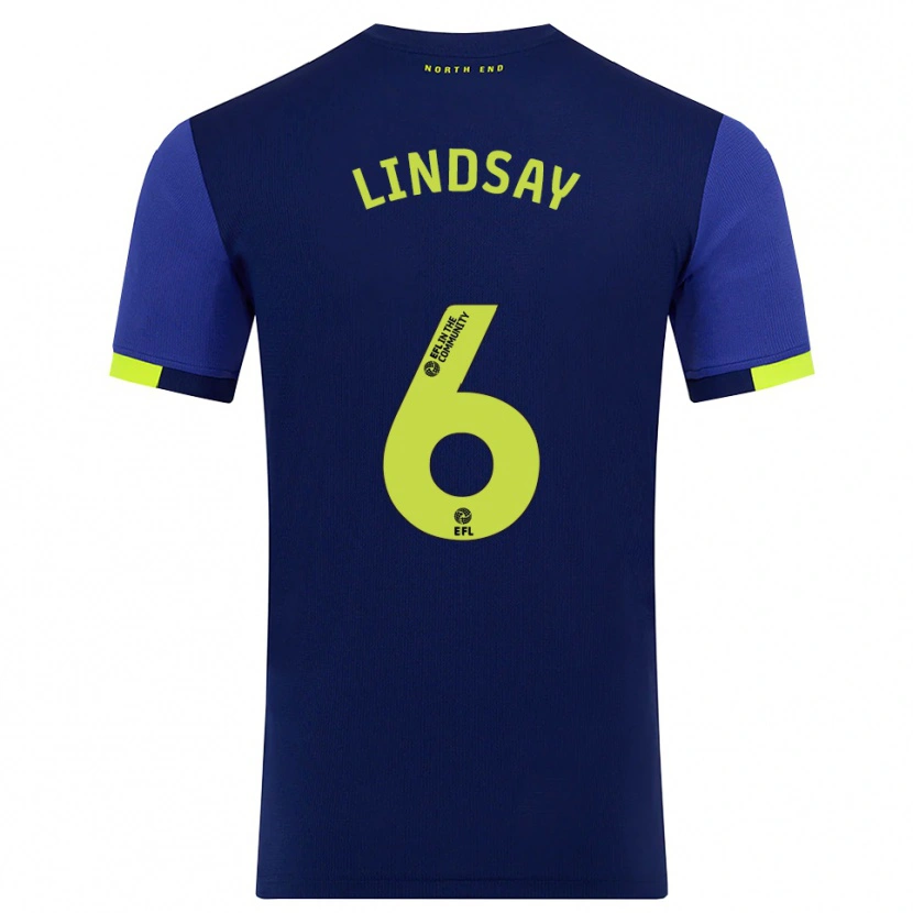 Danxen Børn Liam Lindsay #6 Marine Gul Udebane Spillertrøjer 2025/26 Trøje T-Shirt