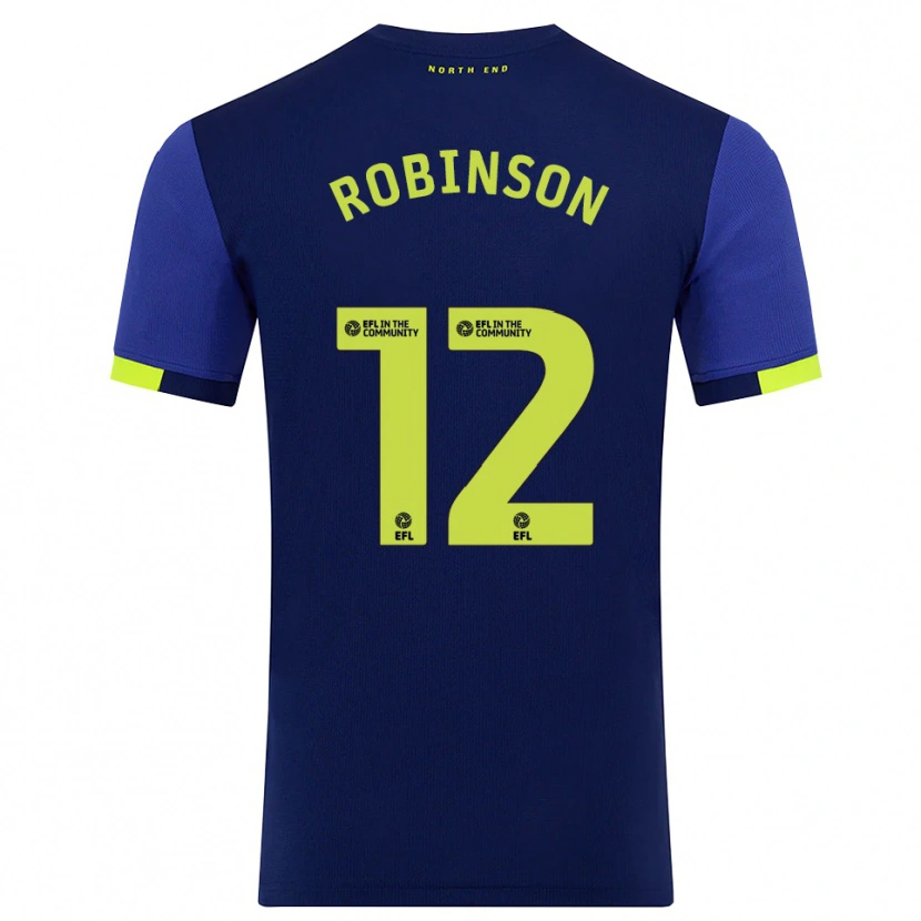 Danxen Børn Ben Robinson #12 Marine Gul Udebane Spillertrøjer 2025/26 Trøje T-Shirt