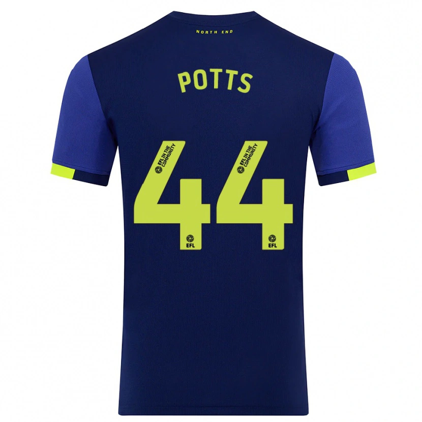 Danxen Børn Brad Potts #44 Marine Gul Udebane Spillertrøjer 2025/26 Trøje T-Shirt