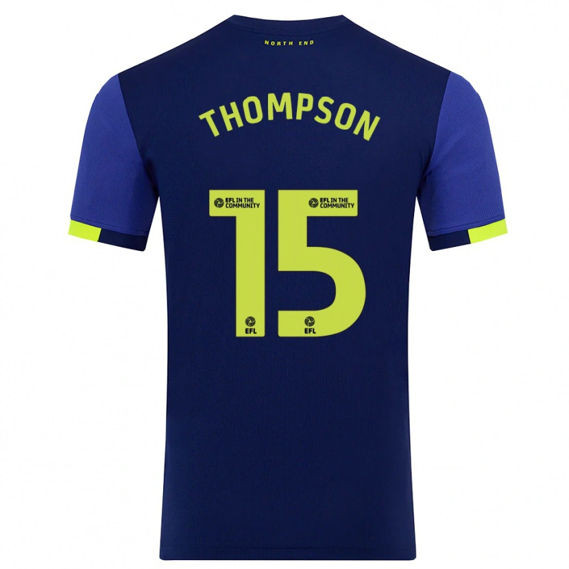 Danxen Børn Jordan Thompson #15 Marine Gul Udebane Spillertrøjer 2025/26 Trøje T-Shirt